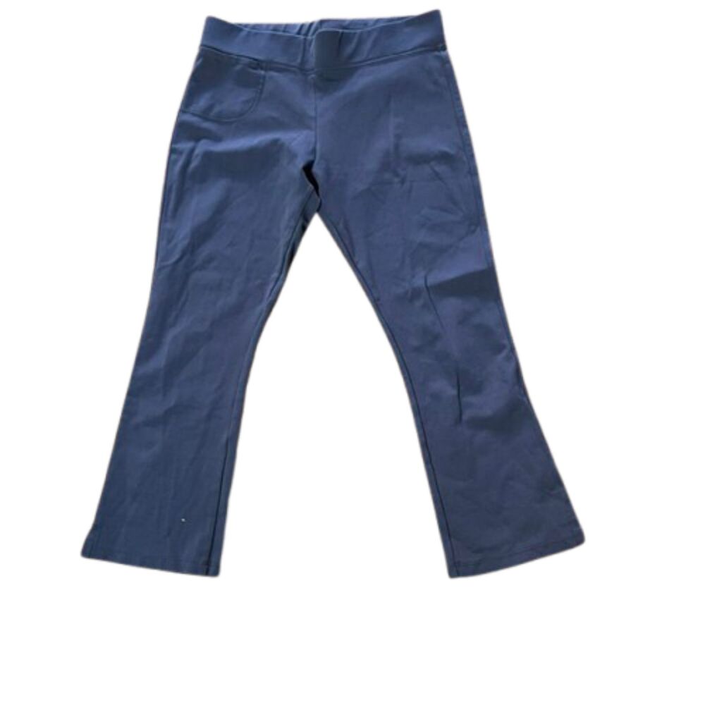 American Giant Cropped Flare Pants Size 8 Dark Navy Yoga Kick Flare Made In USA
